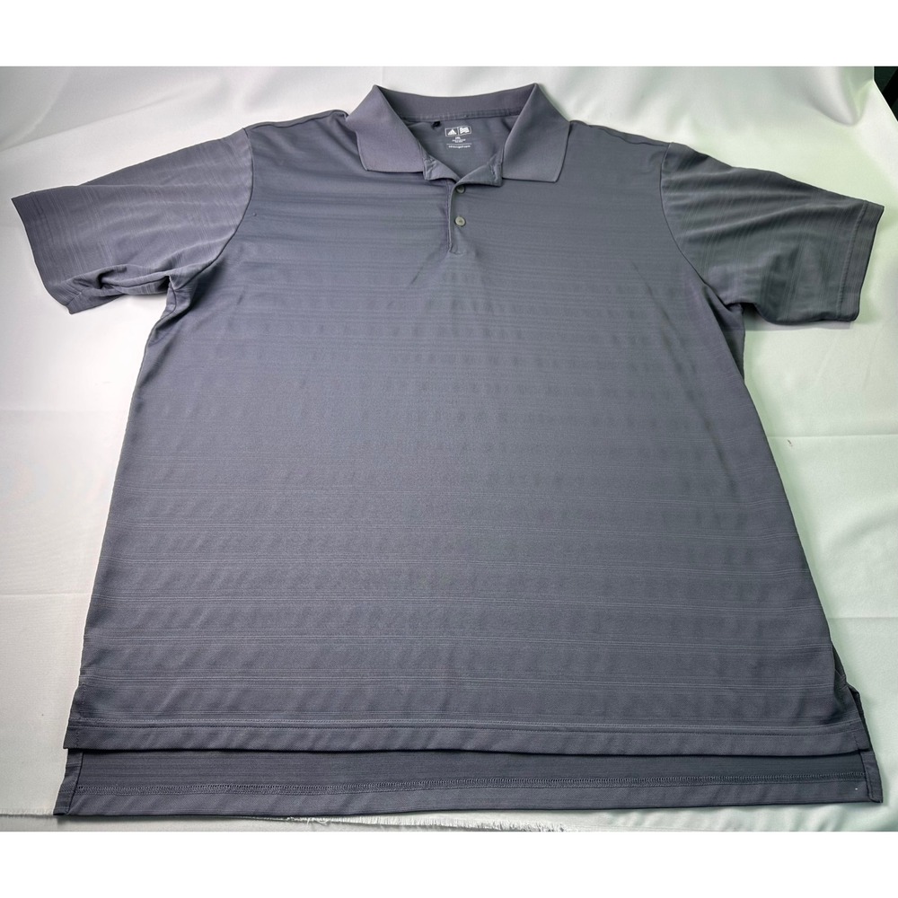 Adidas Golf Men's Gray Striped Polo Shirt 2XL Short Sleeve Performance Top
